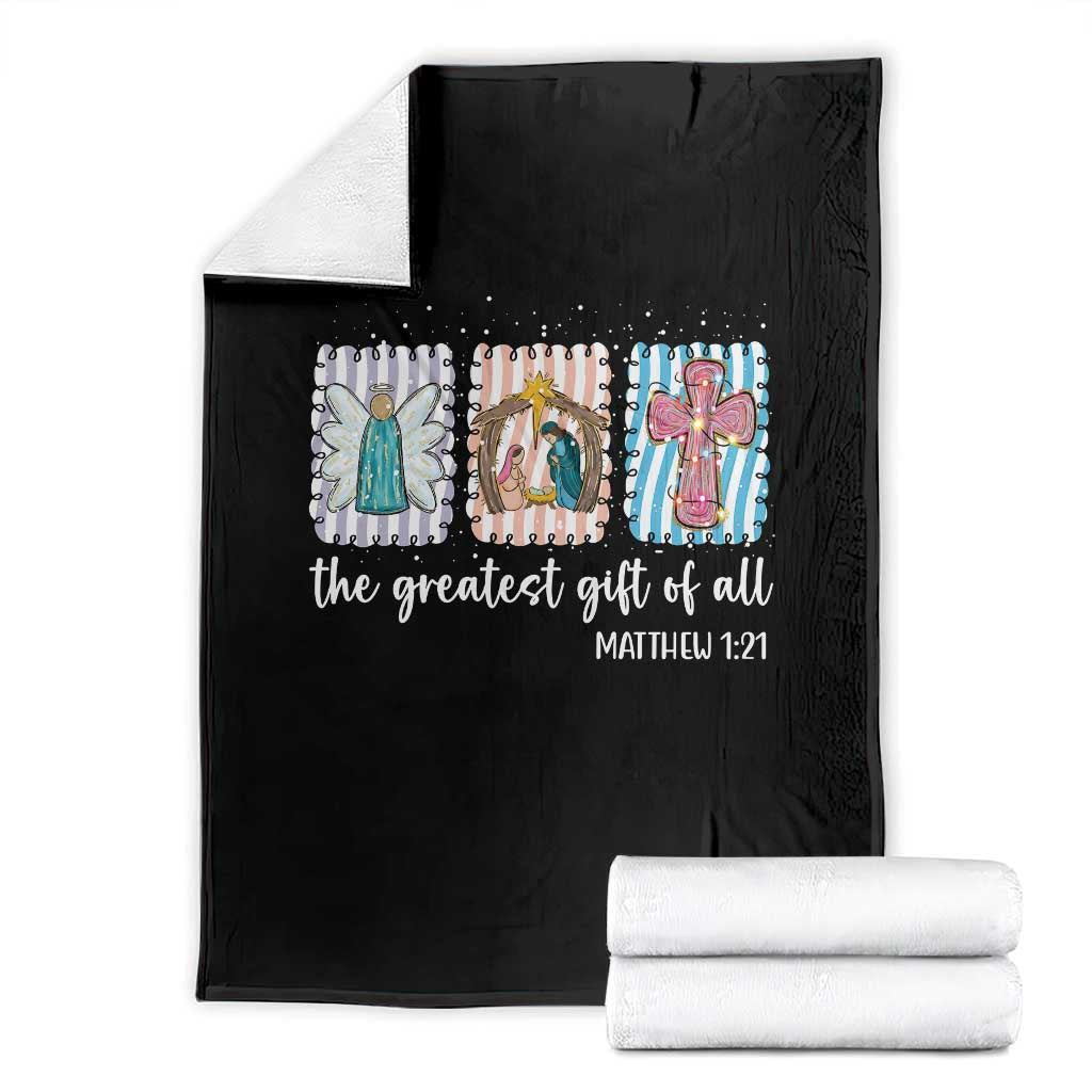 Christian Christmas Throw Blanket The Greatest Gift Of All Jesus Nativity Scene TS11 Black Print Your Wear