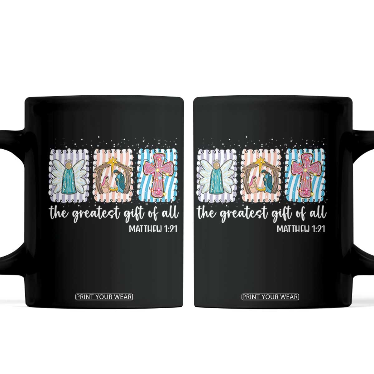 Christian Christmas Coffee Mug The Greatest Gift Of All Jesus Nativity Scene TS11 Black Print Your Wear