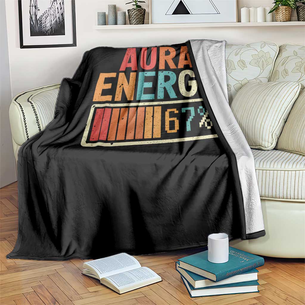 Funny Aura Energy At 67 Throw Blanket Six Seven Meme Gen Alpha Slang TS11 Print Your Wear