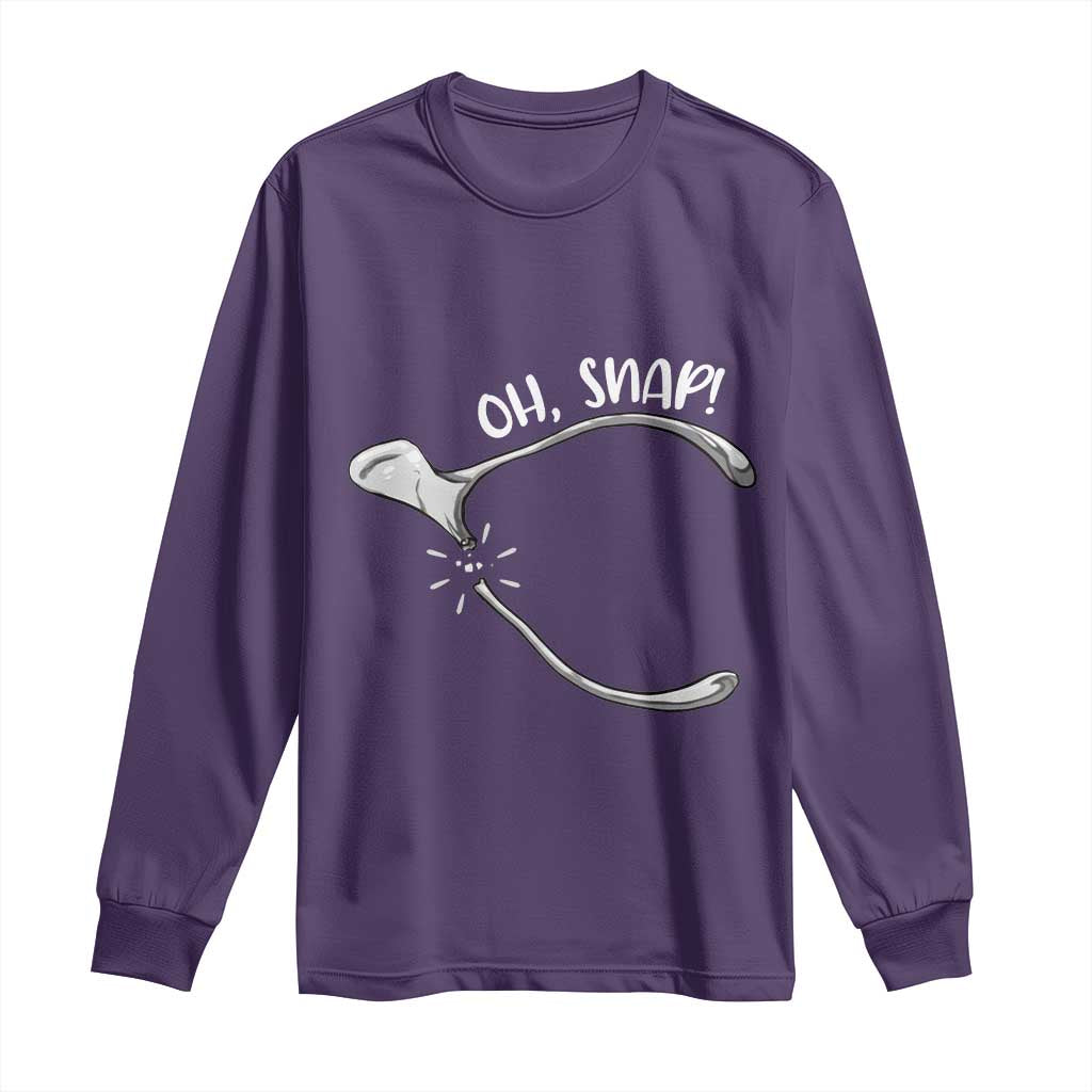 Funny Thanksgiving Oh Snap Long Sleeve Shirt Turkey Wishbone TS11 Purple Print Your Wear