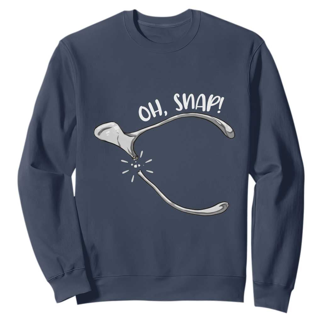 Funny Thanksgiving Oh Snap Sweatshirt Turkey Wishbone TS11 Navy Print Your Wear