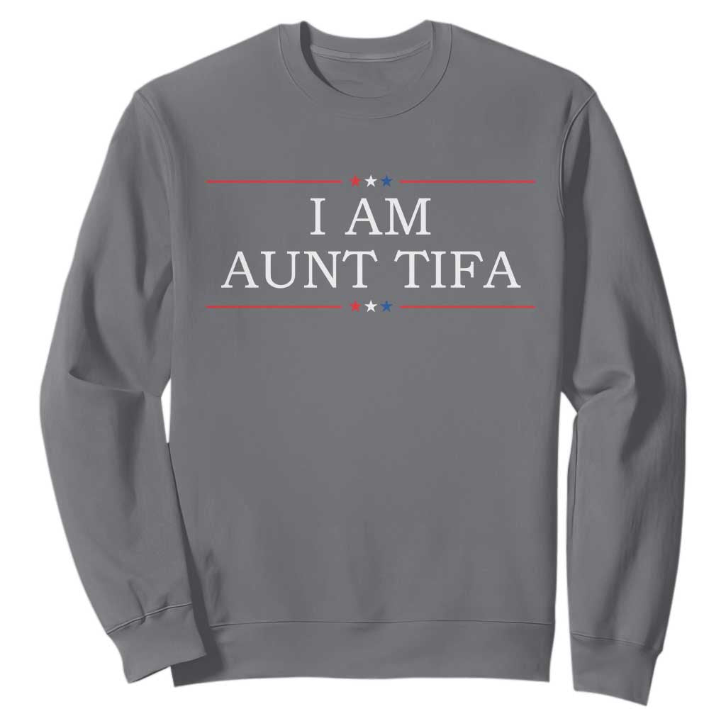 Funny I Am Aunt Tifa Sweatshirt Political Satire Stars And Stripes TS11 Charcoal Print Your Wear