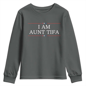 Funny I Am Aunt Tifa Youth Sweatshirt Political Satire Stars And Stripes TS11 Dark Heather Print Your Wear