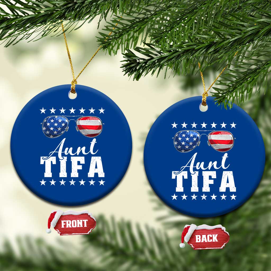 Funny Aunt Tifa Ceramic Ornament Political Satire American Flag Sunglasses TS11 1pc Blue Print Your Wear