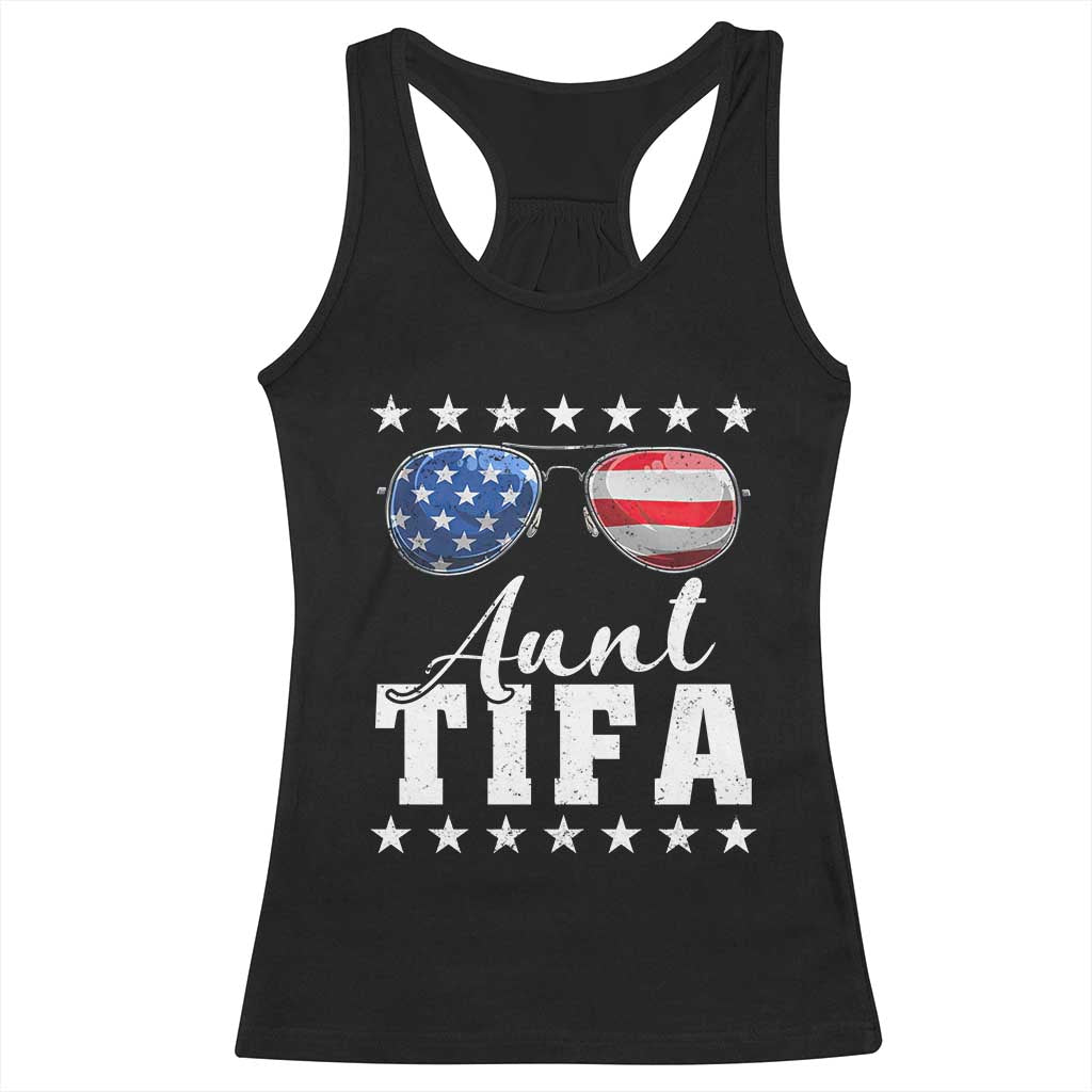 Funny Aunt Tifa Racerback Tank Top Political Satire American Flag Sunglasses TS11 Black Print Your Wear