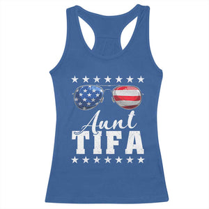 Funny Aunt Tifa Racerback Tank Top Political Satire American Flag Sunglasses TS11 Royal Blue Print Your Wear