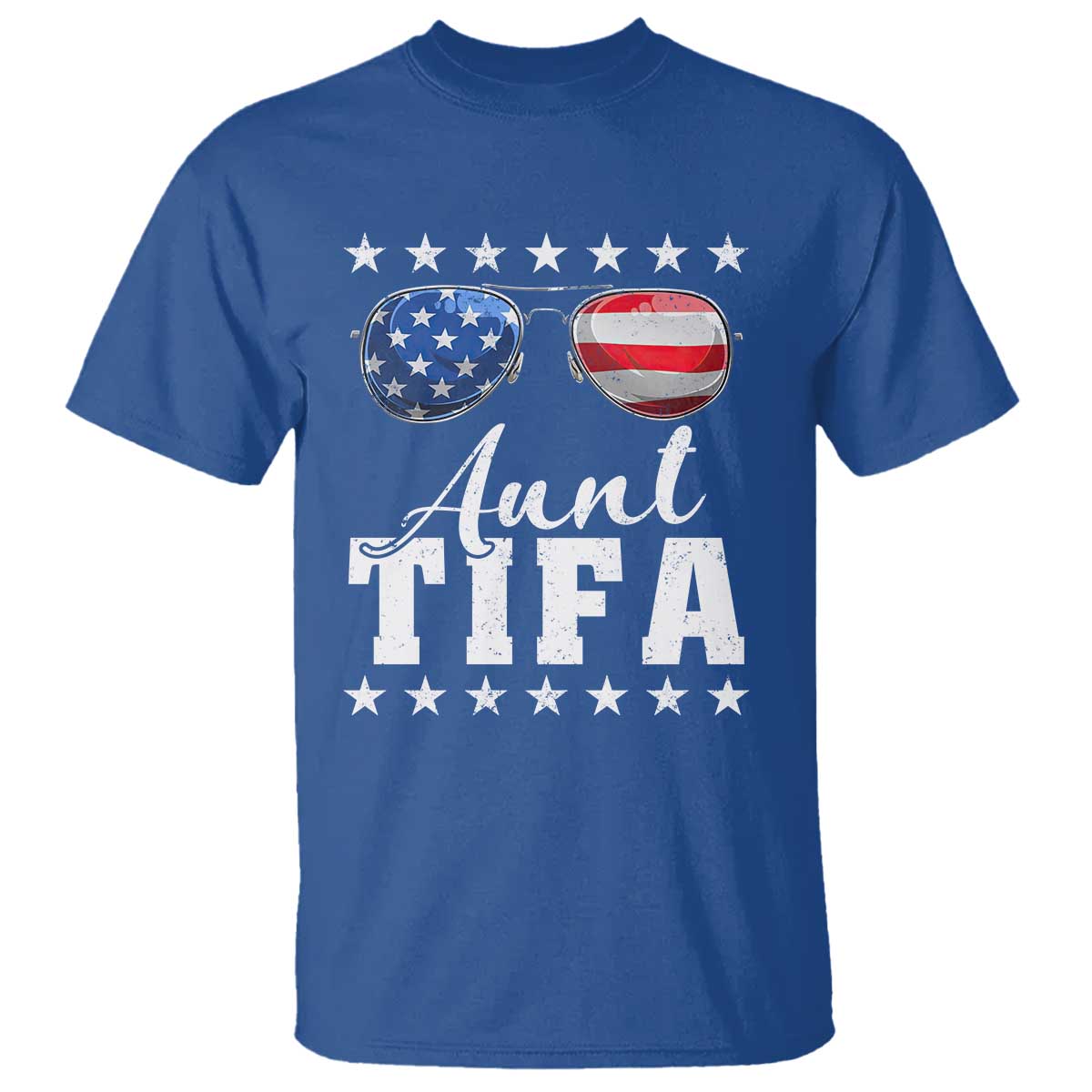Funny Aunt Tifa T Shirt Political Satire American Flag Sunglasses TS11 Royal Blue Print Your Wear