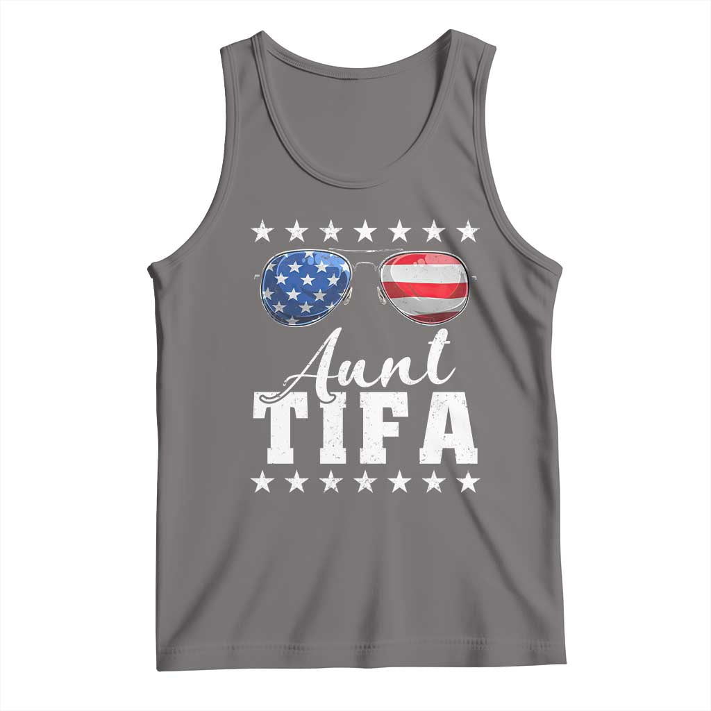 Funny Aunt Tifa Tank Top Political Satire American Flag Sunglasses TS11 Deep Heather Print Your Wear