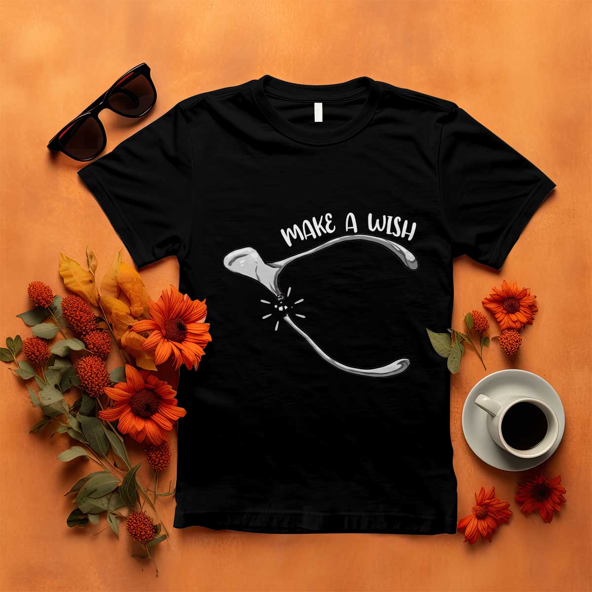 Funny Thanksgiving Turkey Wishbone T Shirt Make A Wish Chicken Turkey TS11 Black Print Your Wear