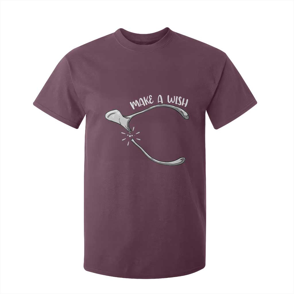Funny Thanksgiving Turkey Wishbone T Shirt For Kid Make A Wish Chicken Turkey TS11 Maroon Print Your Wear