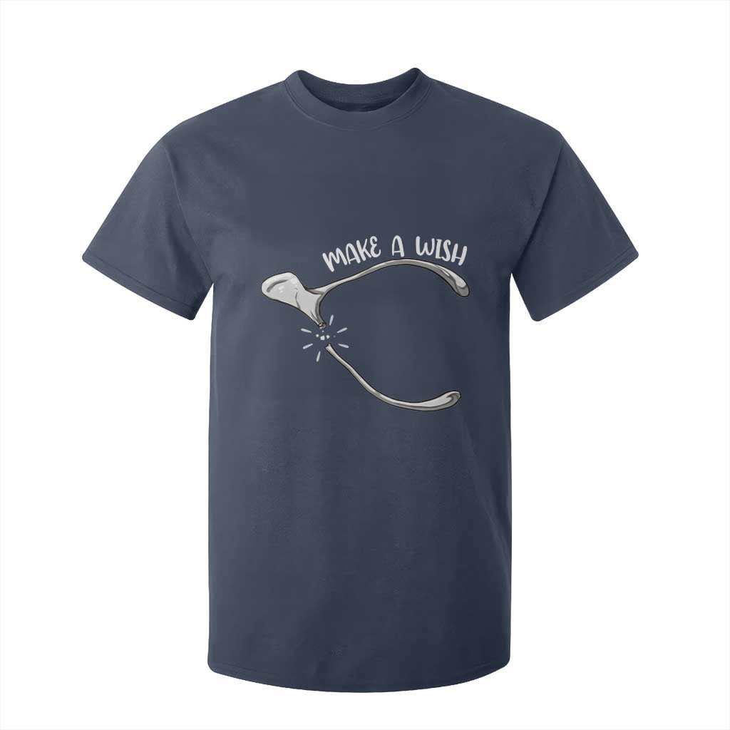 Funny Thanksgiving Turkey Wishbone T Shirt For Kid Make A Wish Chicken Turkey TS11 Navy Print Your Wear