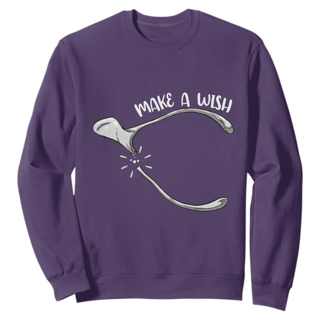 Funny Thanksgiving Turkey Wishbone Sweatshirt Make A Wish Chicken Turkey TS11 Purple Print Your Wear