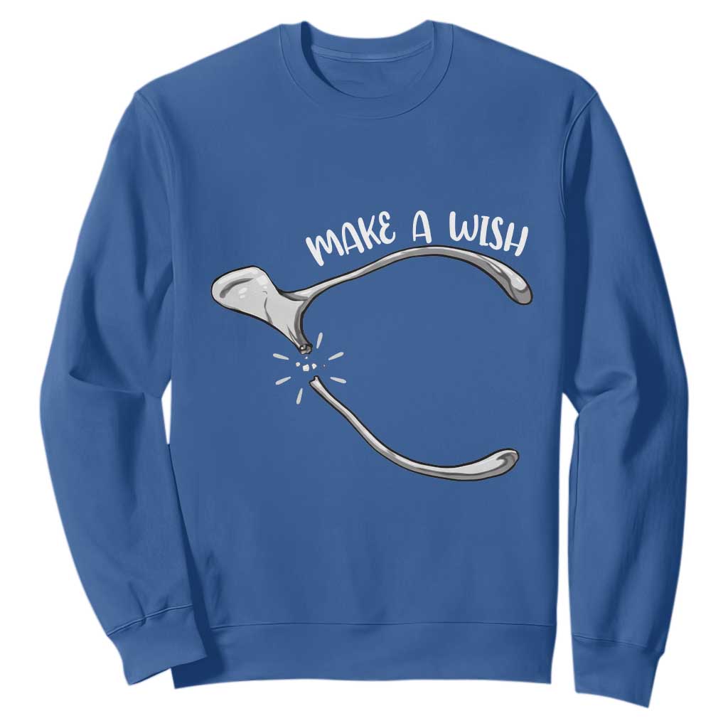 Funny Thanksgiving Turkey Wishbone Sweatshirt Make A Wish Chicken Turkey TS11 Royal Blue Print Your Wear