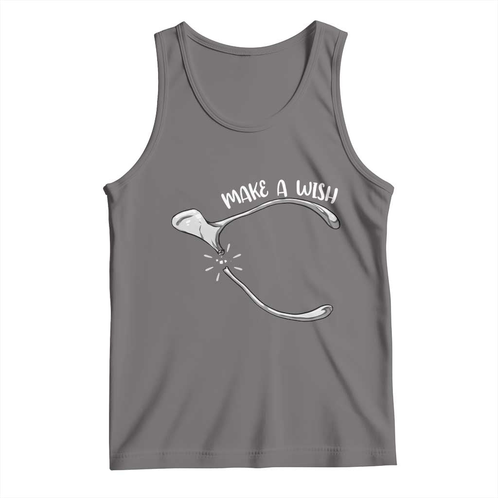 Funny Thanksgiving Turkey Wishbone Tank Top Make A Wish Chicken Turkey TS11 Deep Heather Print Your Wear