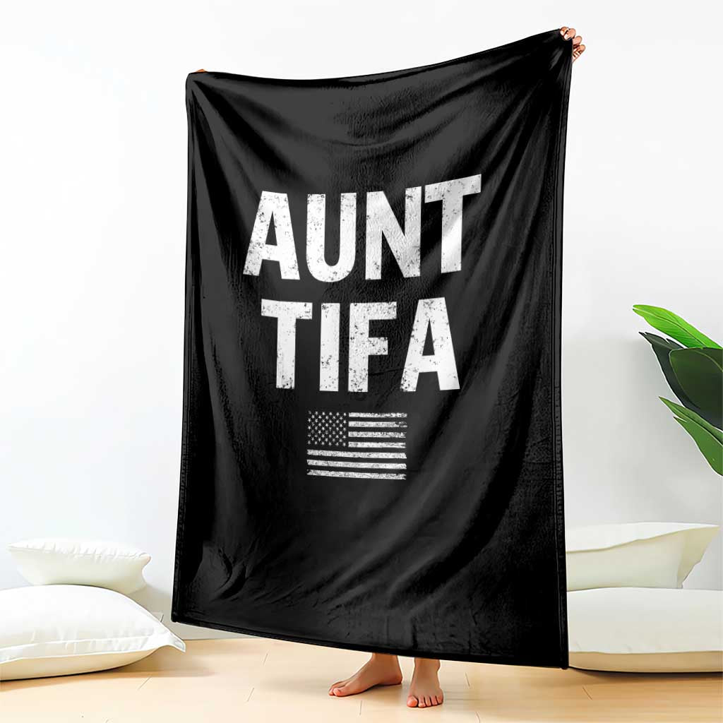 Funny Aunt Tifa Throw Blanket Political Satire Vintage American Flag TS11 Print Your Wear
