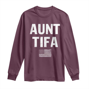 Funny Aunt Tifa Long Sleeve Shirt Political Satire Vintage American Flag TS11 Maroon Print Your Wear