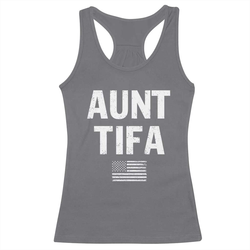 Funny Aunt Tifa Racerback Tank Top Political Satire Vintage American Flag TS11 Charcoal Print Your Wear
