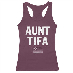 Funny Aunt Tifa Racerback Tank Top Political Satire Vintage American Flag TS11 Maroon Print Your Wear