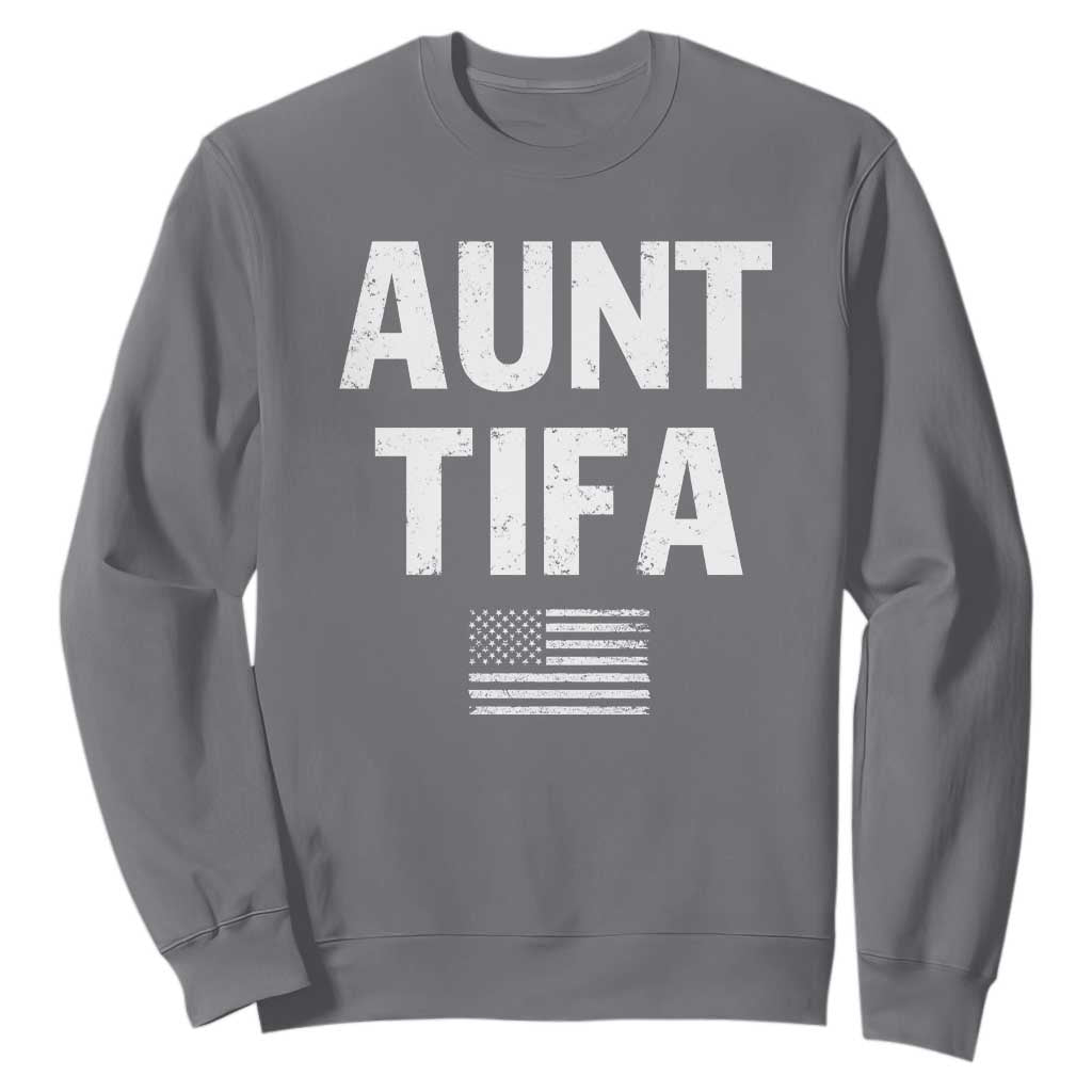 Funny Aunt Tifa Sweatshirt Political Satire Vintage American Flag TS11 Charcoal Print Your Wear