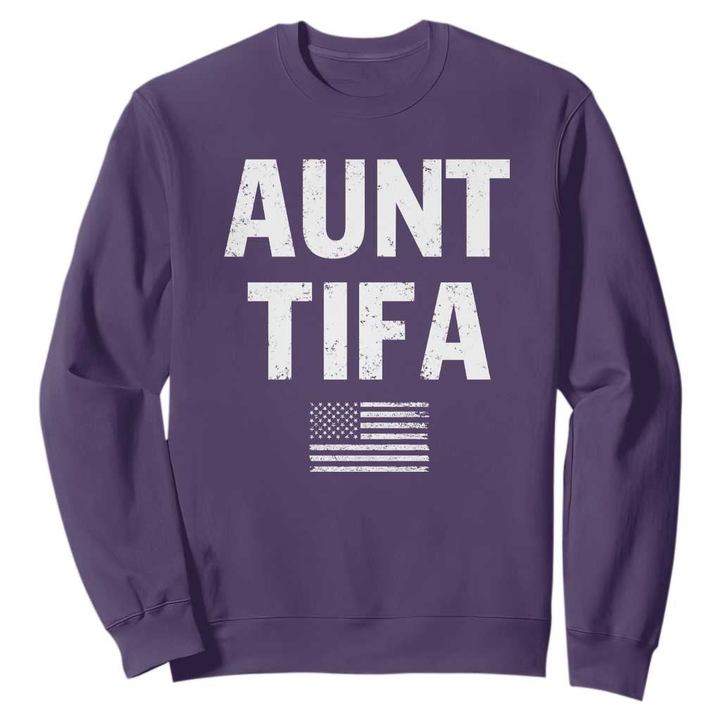 Funny Aunt Tifa Sweatshirt Political Satire Vintage American Flag TS11 Purple Print Your Wear