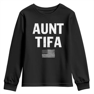 Funny Aunt Tifa Youth Sweatshirt Political Satire Vintage American Flag TS11 Black Print Your Wear