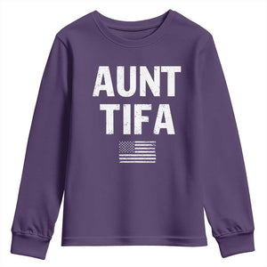 Funny Aunt Tifa Youth Sweatshirt Political Satire Vintage American Flag TS11 Purple Print Your Wear