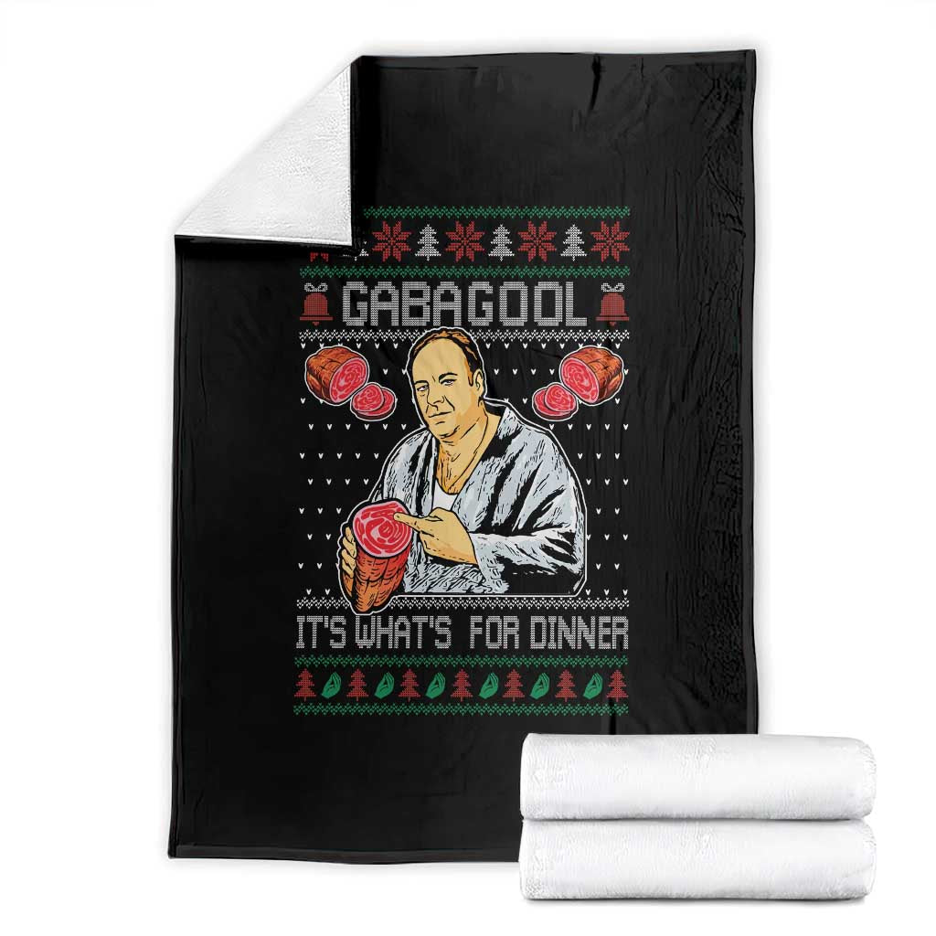 Funny Christmas Mafia Throw Blanket Gabagool It Is Whats For Dinner Gangster Movie TS11 Black Print Your Wear