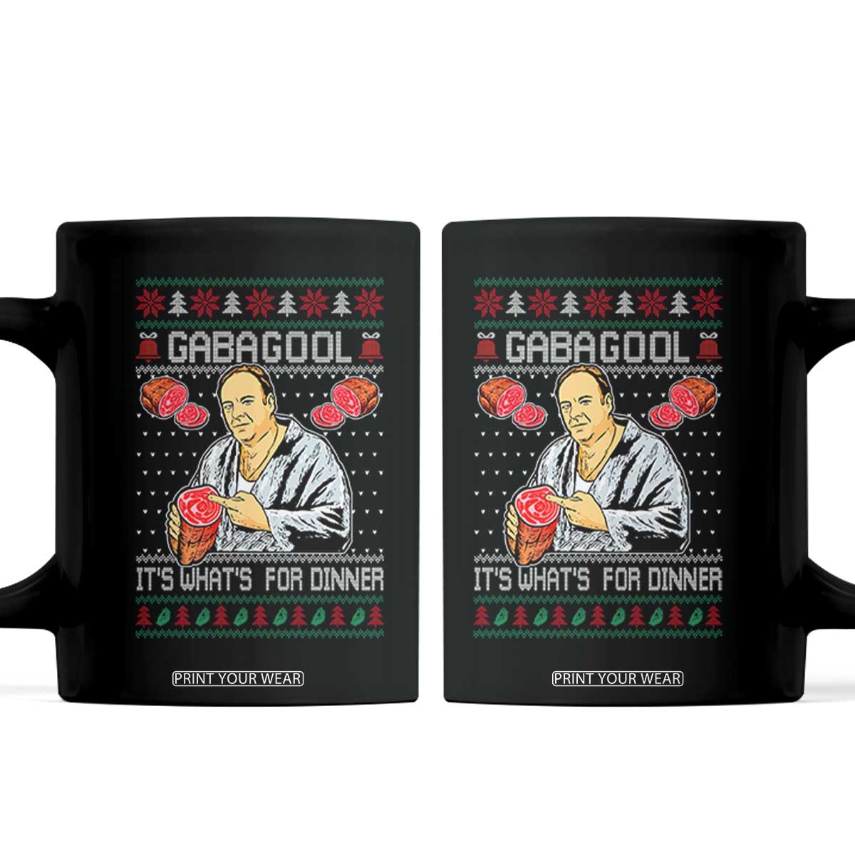 Funny Christmas Mafia Coffee Mug Gabagool It Is Whats For Dinner Gangster Movie TS11 Black Print Your Wear