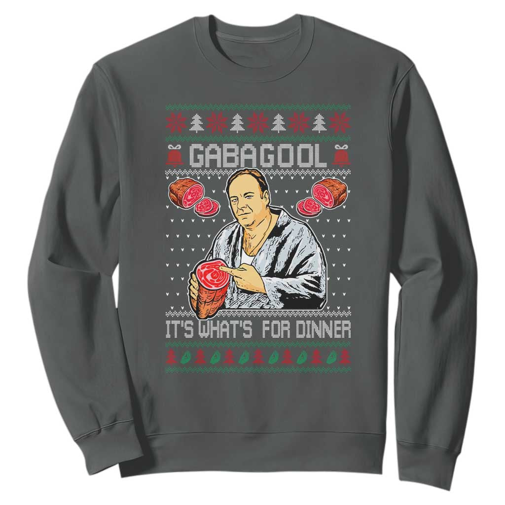 Funny Christmas Mafia Sweatshirt Gabagool It Is Whats For Dinner Gangster Movie TS11 Dark Heather Print Your Wear