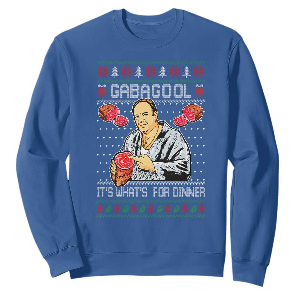 Funny Christmas Mafia Sweatshirt Gabagool It Is Whats For Dinner Gangster Movie TS11 Royal Blue Print Your Wear