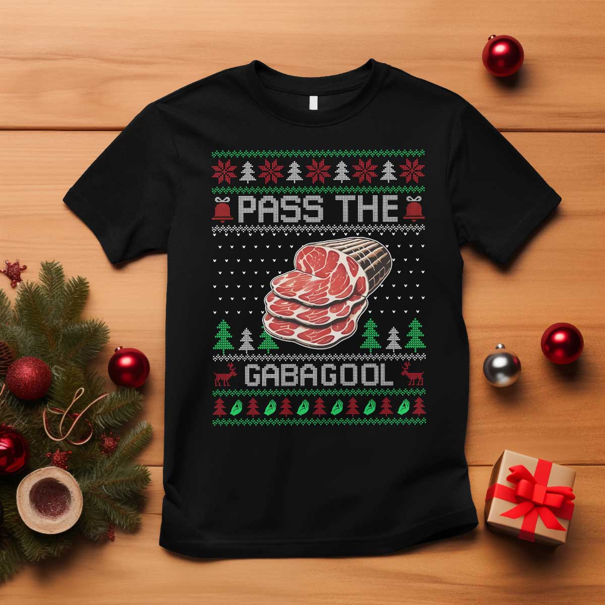 Funny Pass The Gabagool Christmas T Shirt Italian Food TS11 Black Print Your Wear
