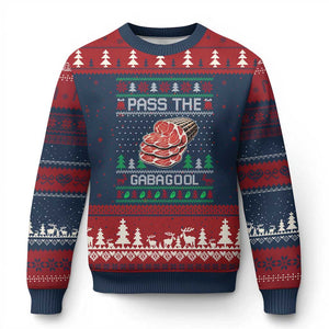 Funny Pass The Gabagool Xmas Ugly Christmas Sweater Italian Food TS11 Navy Red Print Your Wear