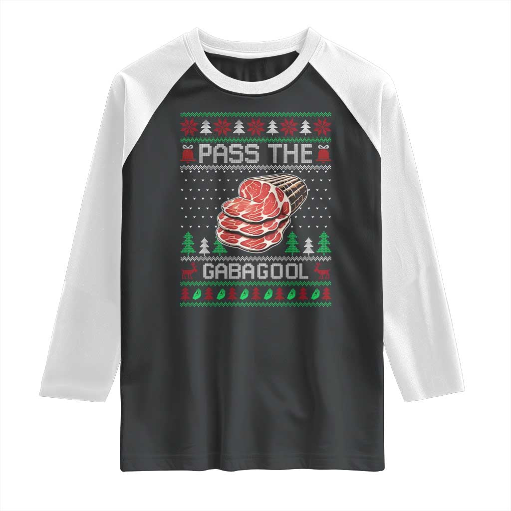 Funny Pass The Gabagool Christmas Raglan Shirt Italian Food TS11 Black White Print Your Wear
