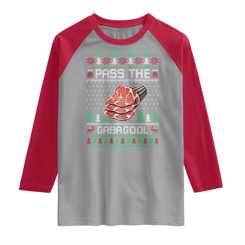 Funny Pass The Gabagool Christmas Raglan Shirt Italian Food TS11 Sport Gray Red Print Your Wear