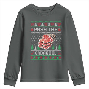 Funny Pass The Gabagool Christmas Youth Sweatshirt Italian Food TS11 Dark Heather Print Your Wear
