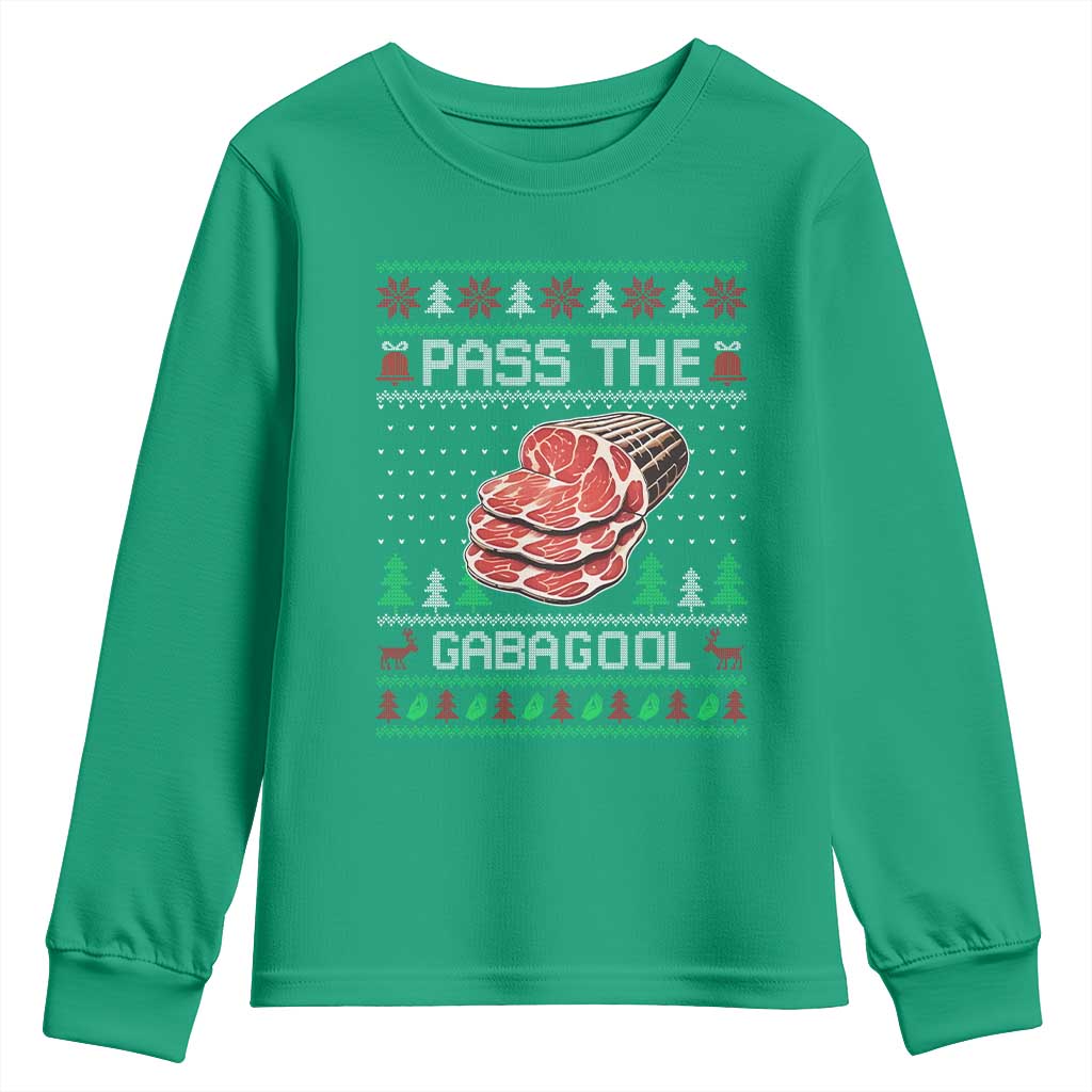 Funny Pass The Gabagool Christmas Youth Sweatshirt Italian Food TS11 Irish Green Print Your Wear