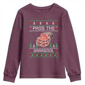 Funny Pass The Gabagool Christmas Youth Sweatshirt Italian Food TS11 Maroon Print Your Wear