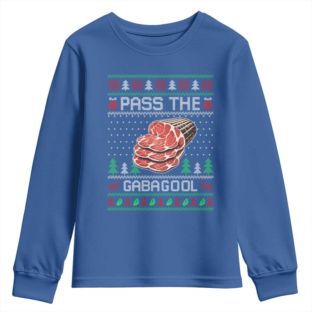 Funny Pass The Gabagool Christmas Youth Sweatshirt Italian Food TS11 Royal Blue Print Your Wear