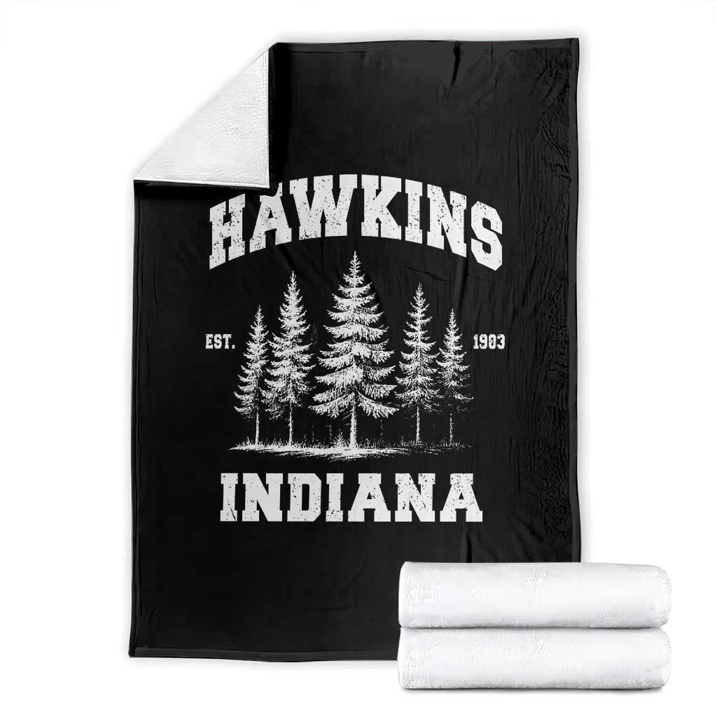 Funny Hawkins Sci Fi Lover Throw Blanket Indiana Strangers Pine Tree TS11 Black Print Your Wear