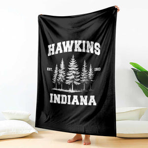 Funny Hawkins Sci Fi Lover Throw Blanket Indiana Strangers Pine Tree TS11 Print Your Wear
