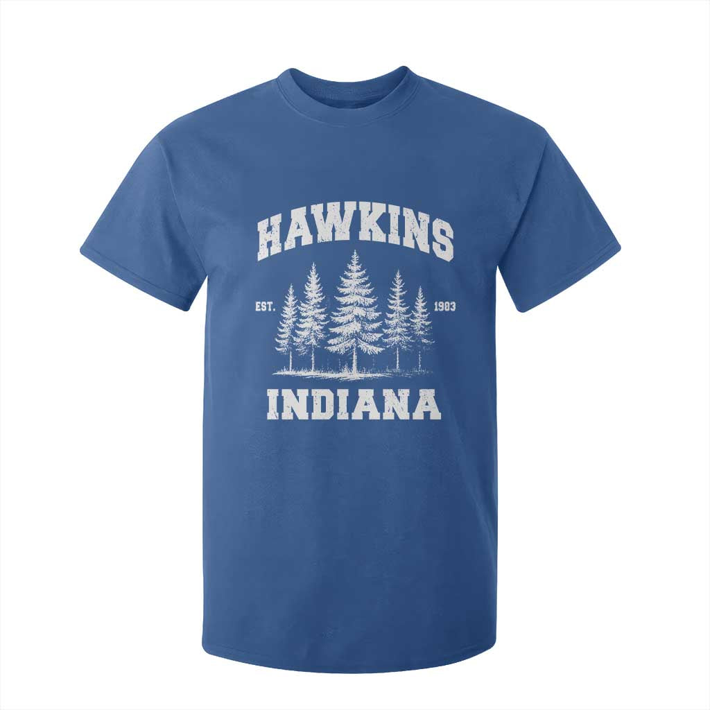 Funny Hawkins Sci Fi Lover T Shirt For Kid Indiana Strangers Pine Tree TS11 Royal Blue Print Your Wear