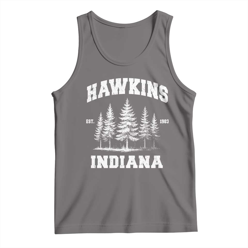 Funny Hawkins Sci Fi Lover Tank Top Indiana Strangers Pine Tree TS11 Deep Heather Print Your Wear