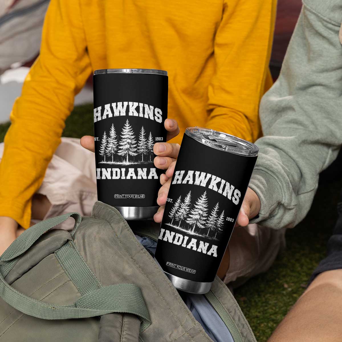 Funny Hawkins Sci Fi Lover Tumbler Cup Indiana Strangers Pine Tree TS11 Print Your Wear