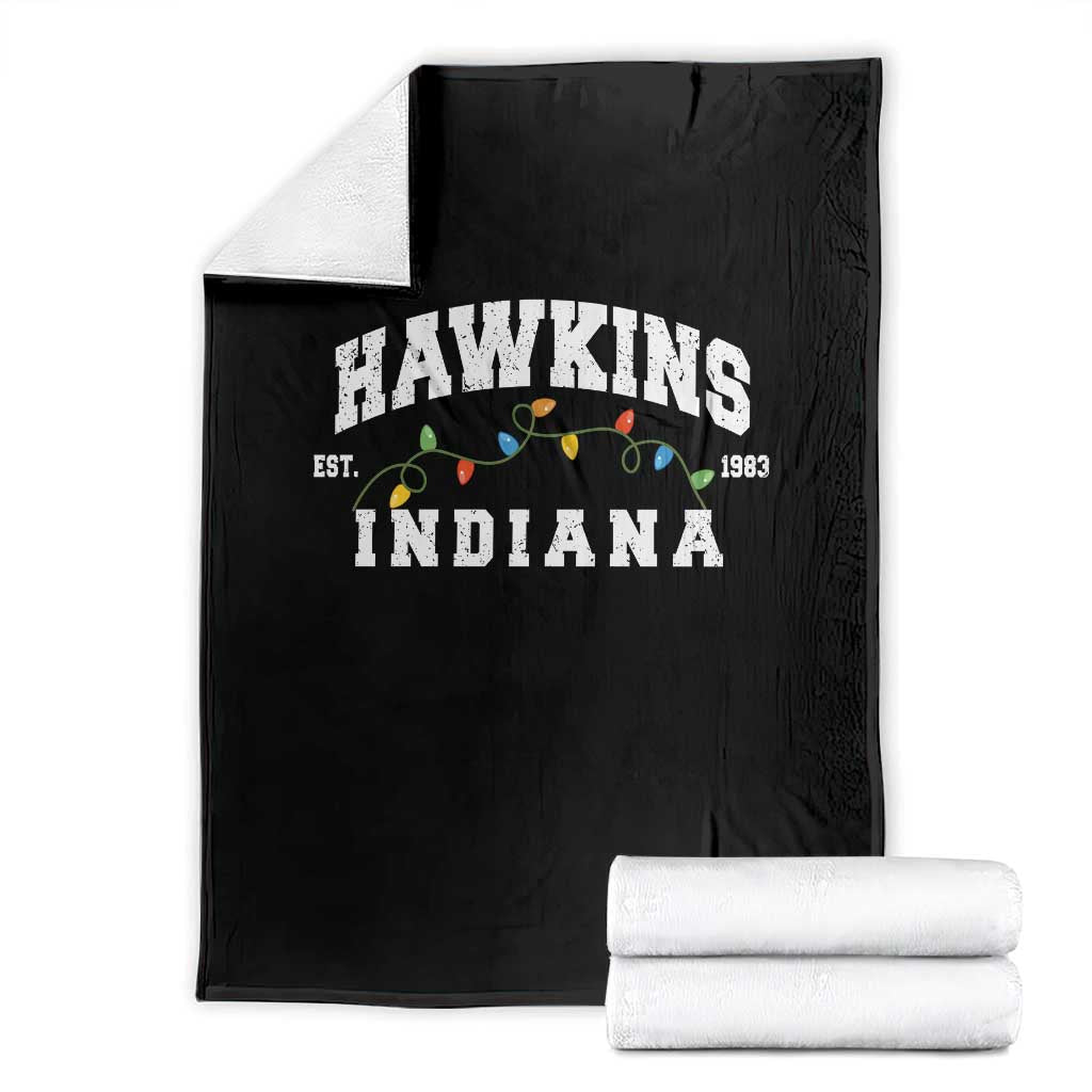 Funny Stranger Christmas Throw Blanket Hawkins Xmas Lights TS11 Black Print Your Wear