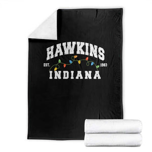 Funny Stranger Christmas Throw Blanket Hawkins Xmas Lights TS11 Black Print Your Wear