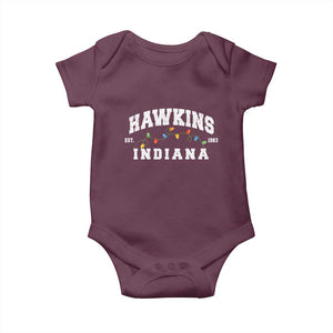 Funny Stranger Christmas Baby Onesie Hawkins Xmas Lights TS11 Maroon Print Your Wear