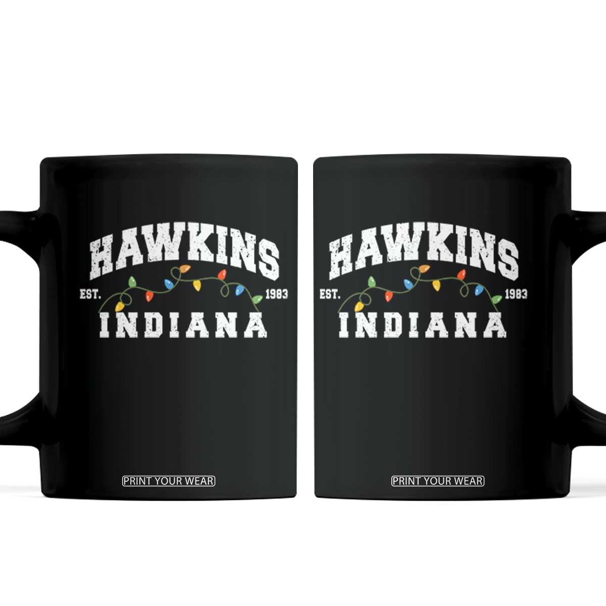 Funny Stranger Christmas Coffee Mug Hawkins Xmas Lights TS11 Black Print Your Wear