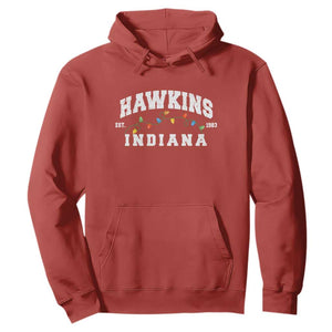 Funny Stranger Christmas Hoodie Hawkins Xmas Lights TS11 Red Print Your Wear