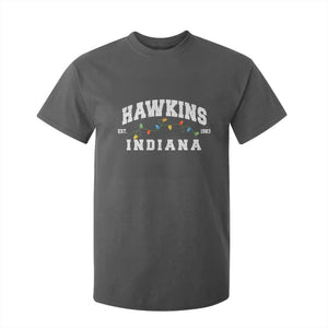 Funny Stranger Christmas T Shirt For Kid Hawkins Xmas Lights TS11 Dark Heather Print Your Wear