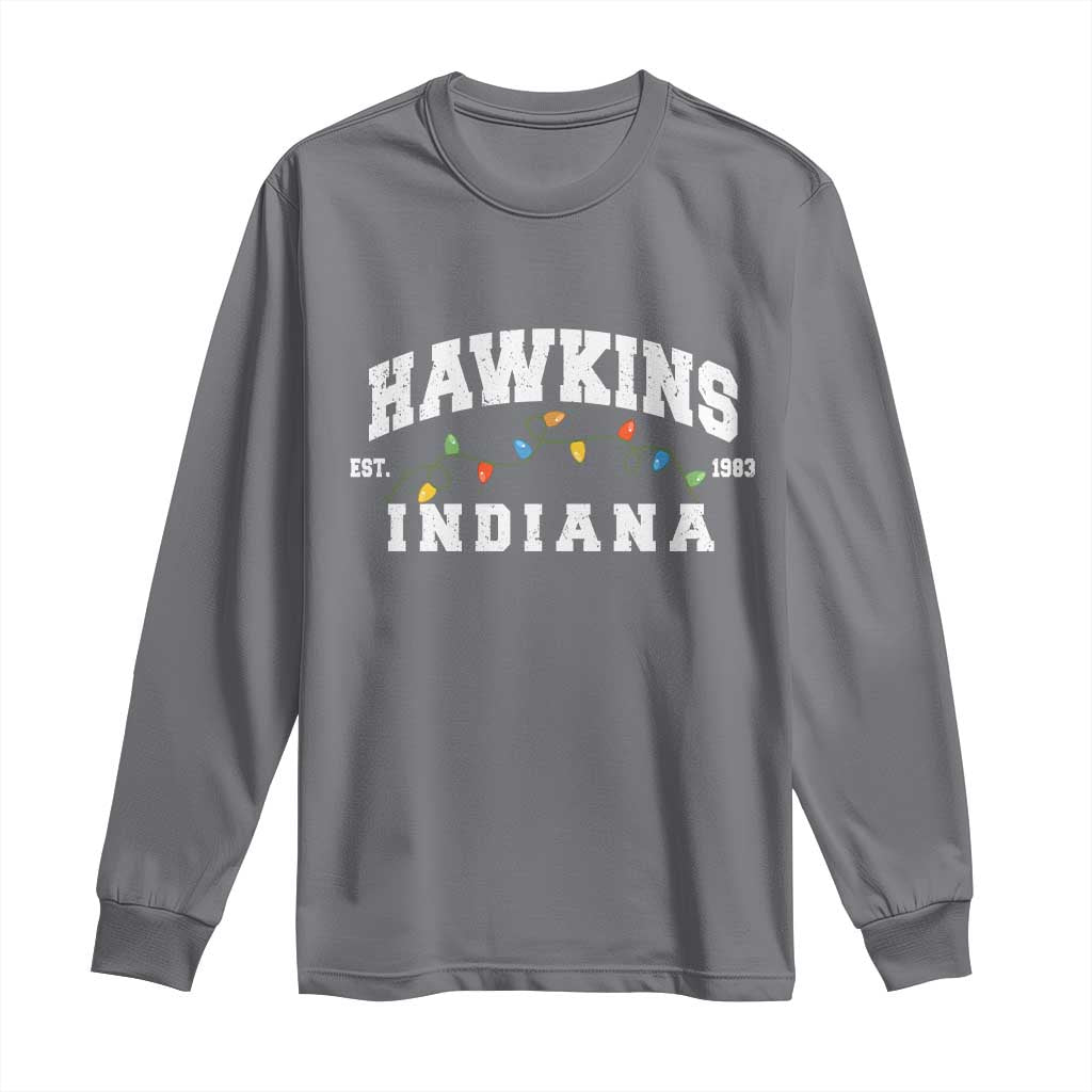 Funny Stranger Christmas Long Sleeve Shirt Hawkins Xmas Lights TS11 Charcoal Print Your Wear